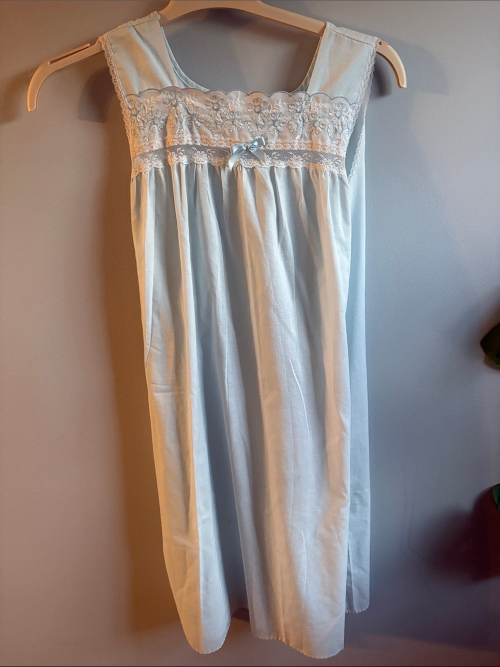 Vintage and soft baby blue embroidered Yoke nighty 🦋
